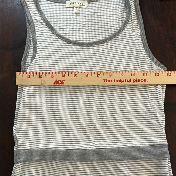 Monteau White/Grey Striped Midi Tank Sz M - Picture 13 of 15